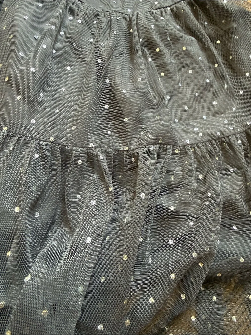 Baby Gap Charcoal Silver Metallic Polka Dot Tiered Tulle Dress 18-24M